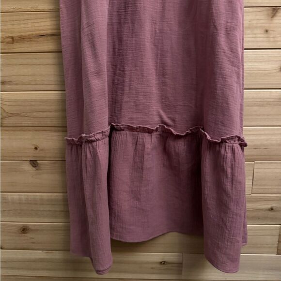 Outerknown Size Medium Organic Cotton Oydssey Peasant Tiered Midi Dress - Picture 9 of 13